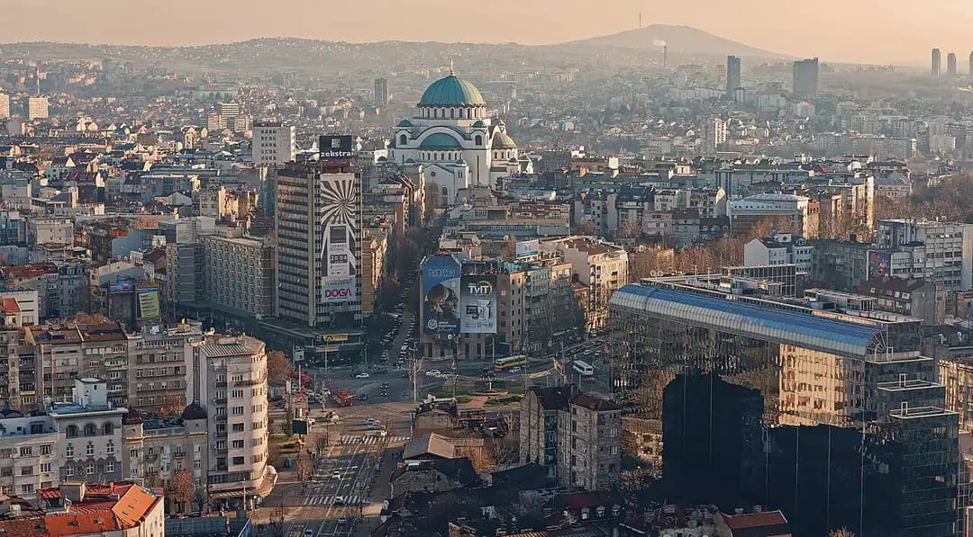 Panorama of Belgrade and the rivers
