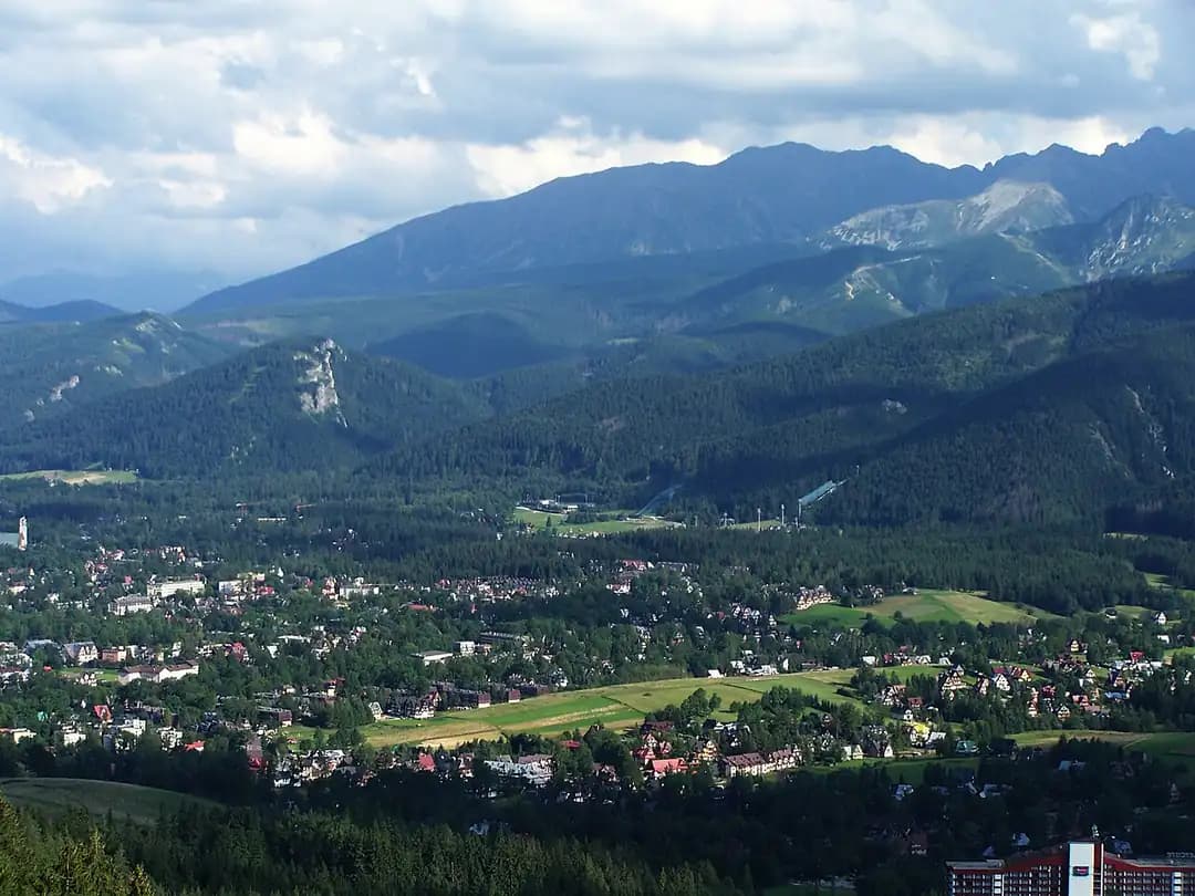 Zakopane town with the Tatra Mountains behind