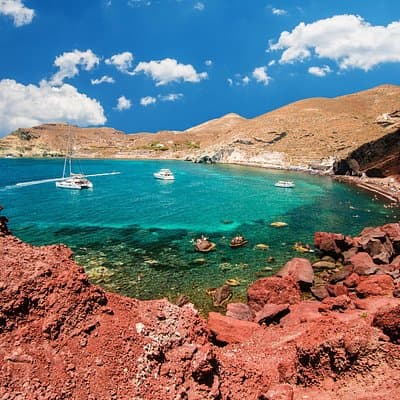 Archaeological Bus Tour to Akrotiri Excavations & Red Beach