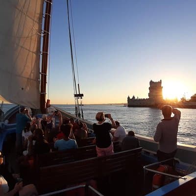2 Hour Lisbon Traditional Boats Sunset Cruise with White Wine