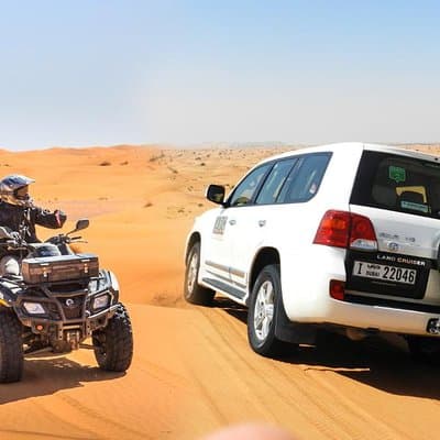 Dubai Desert Safari Dune Bashing, 60min ATV Quad, paseo en camello, barbacoa
