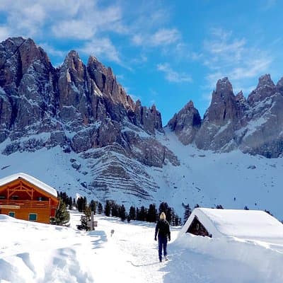 Dolomites of Bolzano Winter Hiking & Sledding Experience