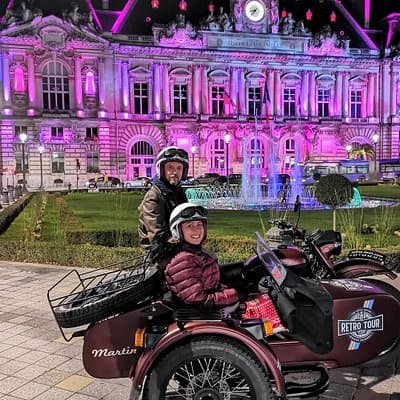 Romantic night sidecar ride with tasting