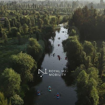 Xochimilco on a kayak at Sunrise