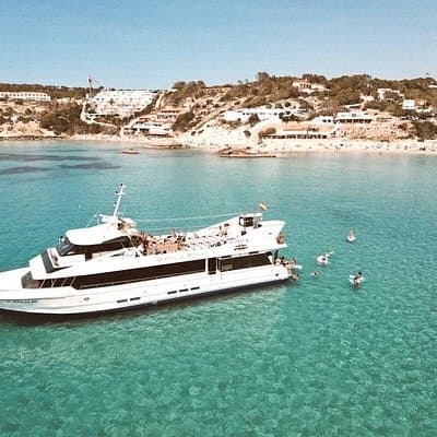 5 Hour Adults Ibiza Boat Trip + lunch, 6 drinks, SUP Boards & DJ