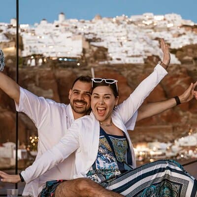 Santorini Catamaran Cruise with Swim-Stops, Greek Meal and Sunset