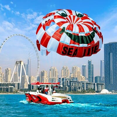 Parasailing Dubai with Palm Jumeirah, JBR & Ain Dubai Views