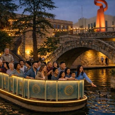 San Antonio Premium Night Driving Tour with Riverwalk Boat Cruise