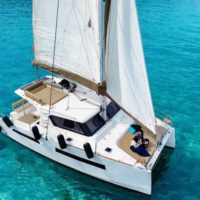 Catamaran tour stops bathing and snorkeling toast with prosecco