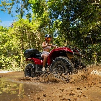 From Playa del Carmen ATV Adventure with Ziplines, Cenote