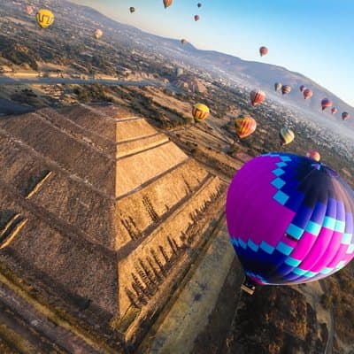 Balloon flight + Breakfast in cave + Pyramids + Pick up CDMX.