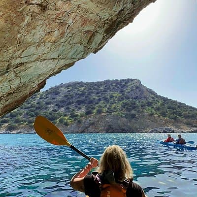Naxos Kayak Tour to Rina Cave with Snorkeling and Homemade lunch