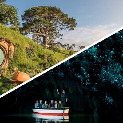Hobbiton and Waitomo Glowworm Caves Tour with Lunch from Auckland
