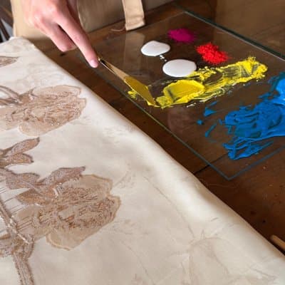 Print on Lake Como silk Art Class & Villa Melzi Gardens Visit